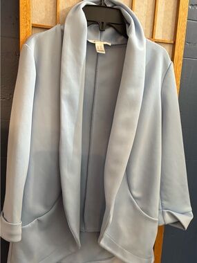 REVAMPED Powder Blue Draped Open Blazer Jacket - Size XS / TP